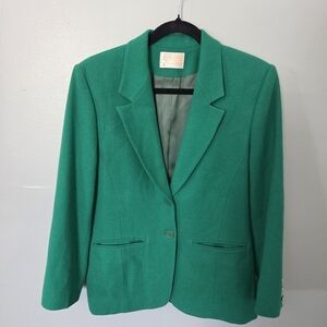 Vintage Pendleton Womens Green Button 100% Wool Preppy Office Blazer Sz 10
